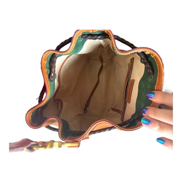 Dooney & Bourke Florentine Hattie Drawstring Italian Leather Boho Bag in Natural - Picture 11 of 14